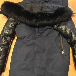 Mackage Jackets & Coats - Mackage fur trim coat with contrast leather sleeve Mackage Jackets & Coats - Mackage fur trim coat with contrast leather sleeve